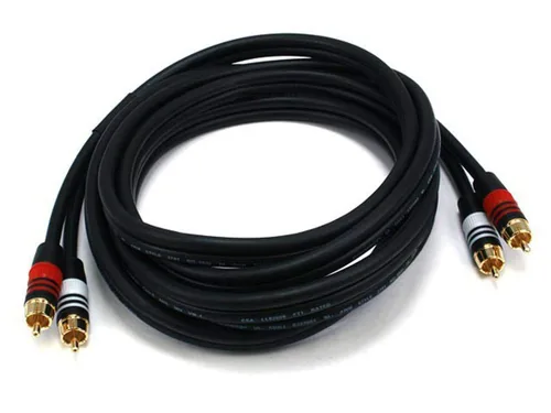 Vista 12 de Monoprice Cable de audio de dos canales de alta calidad, 2 conectores RCA a 2 conectores RCA, macho a macho, 22 AWG, 25 pies, negro