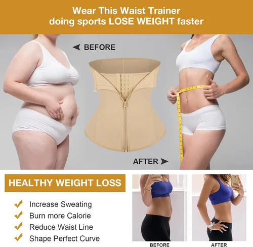 Vista 3 de FeelinGirl Entrenador de cintura de látex para mujer, faja transpirable, faja moldeadora de cintura para entrenamiento, reloj de arena
