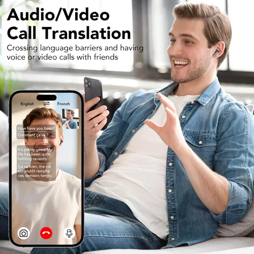 Vista 13 de Auriculares de traducción AI en tiempo real, 134 idiomas Traductor Negro