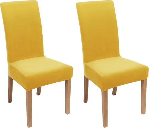 Vista 36 de smiry - Fundas para sillas de comedor de terciopelo elástico y suave, extraíbles, Terciopelo, Beige