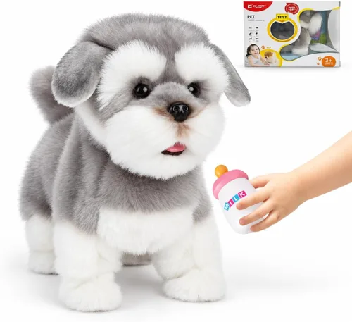 Vista 10 de CU-MATE Juguetes eléctricos de peluche Akita de 12 pulgadas, juguete electrónico de peluche para perro, robot interactivo Wuffy Puppy, caminar