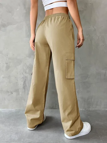 Vista 2 de SOLY HUX Women's High Waisted Cargo Pants Jogger Y2K Pants Drawstring Elastic Sweatpants with Pocket