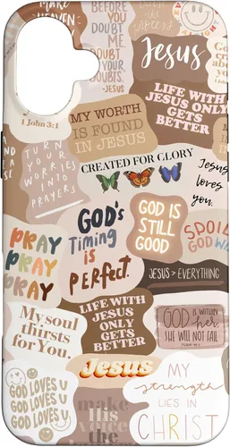 Vista 23 de Funda estética para iPhone 17 con frases positivas con versículos bíblicos cristianos