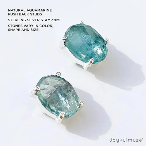 Vista 6 de Aretes de oro azul aguamarina, oro micro de 14 quilates sobre plata de ley 925, hermosa piedra preciosa auténtica, regalo de joyería para mujer, 2CT