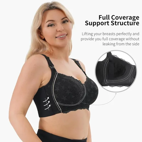 Vista 3 de Lace Plus Size Nursing Bras for Breastfeeding, Full Coverage Maternity Bra for Pregnancy, Soft Breastfeeding Bra