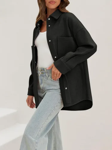 Vista 2 de MEROKEETY Chaqueta de manga larga con botones y bolsillos para mujer 2023