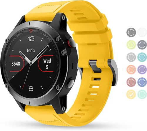 Vista 8 de Correa de reloj compatible con Fenix, correa de reloj Garmin de 0.866 in, silicona suave, repuesto para Fenix 5/5 Plus/6/6 Pro/7/Forerunner Negro