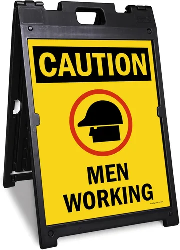 Vista 7 de SmartSign Letrero plegable de dos caras con símbolo de "Caution - Men Working" de 25 x 12 pulgadas, plástico de polipropileno impreso digitalmente