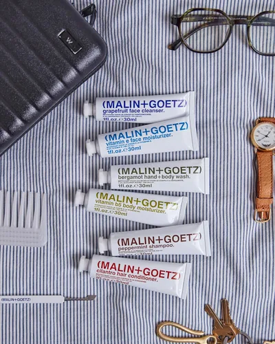 Vista 8 de Malin + Goetz Essentials - Kit de iniciación, juego de 6, 1 onza líquida, limpiador facial, humectante facial, gel de manos y cuerpo, hidratante