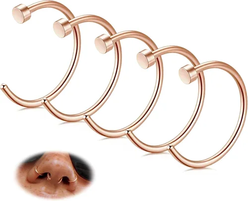 Vista 37 de FIBO STEEL - 5 piezas de acero inoxidable, 18G a 22G, joyería corporal, piercing de nariz para mujer