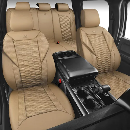 Vista 5 de CAR PASS Juego completo de fundas para asientos de coche de malla de espuma 3D de cuero, fundas para asientos de coche de malla transpirable