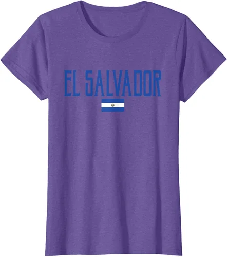 Vista 21 de Camiseta de texto azul con bandera de El Salvador, Negro, S
