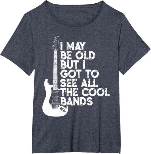 Vista 50 de Camiseta con texto en inglés "I May Be Old But I Got to See All The Cool Bands" Negro