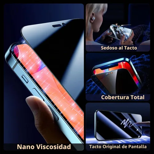 Vista 4 de UniqueMe - Protector de pantalla con filtro de privacidad para iPhone 12 Pro Max - [Resistente a roturas de grado militar y dureza 9H+] Protector