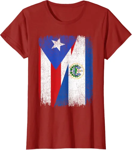 Vista 52 de Camiseta Half Puerto Rico El Salvador Flag Orgullo Salvadoreño Roots
