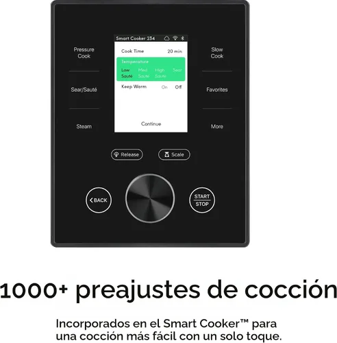 Vista 4 de CHEF iQ Olla a Presión Inteligente con WiFi y Báscula Incorporada - Multicocina 10 en 1 Fácil de Usar con Más de 500 Recetas Guiadas - Olla