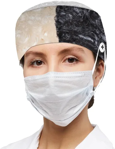 Vista 5 de Gorra médica con patrón de textura fresca con botones ajustables para mujer