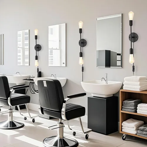 Vista 3 de Lámparas de tocador de baño negras de 2 luces, modernas lámparas de pared industriales con cable de interruptor de encendido/apagado, juego de dos