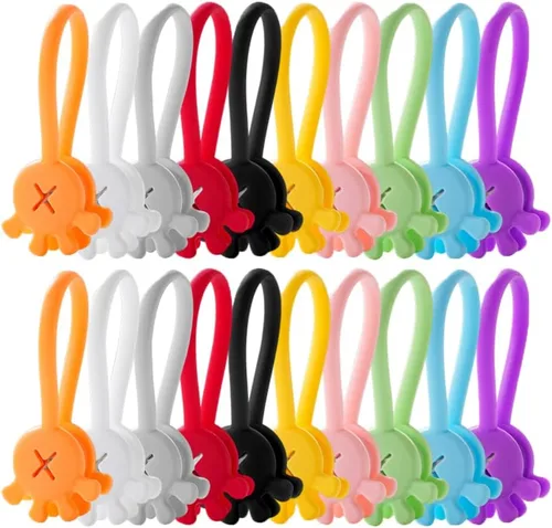 Vista 8 de Bridas magnéticas para cables, organizador de cables de datos actualizado 2026, organizador de cables elásticos multiusos reutilizable de silicona 5