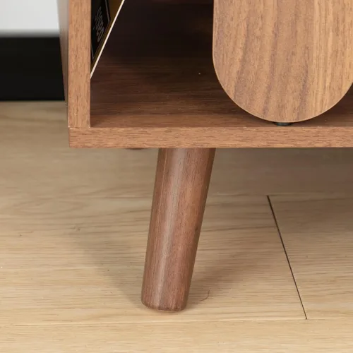 Vista 7 de Oubayajia Soporte grande para tocadiscos, soporte de almacenamiento de discos de vinilo, mesa para tocadiscos con toma de corriente, soporte