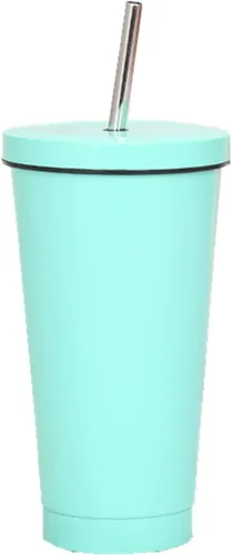 Vista 14 de Ulalaza Vaso de agua de acero inoxidable aislado con tapa, botella de agua, aislamiento térmico, taza fría portátil de acero inoxidable, pajita