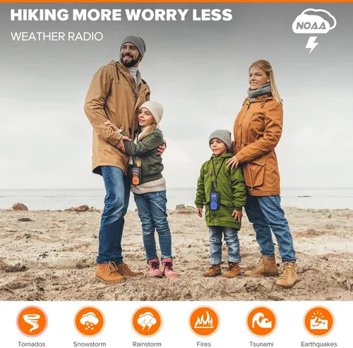 Vista 5 de Wishouse Walkie Talkies para niños y adultos, radios recargables de 2 vías, regalo, accesorios de senderismo, equipo de campamento con lámpara