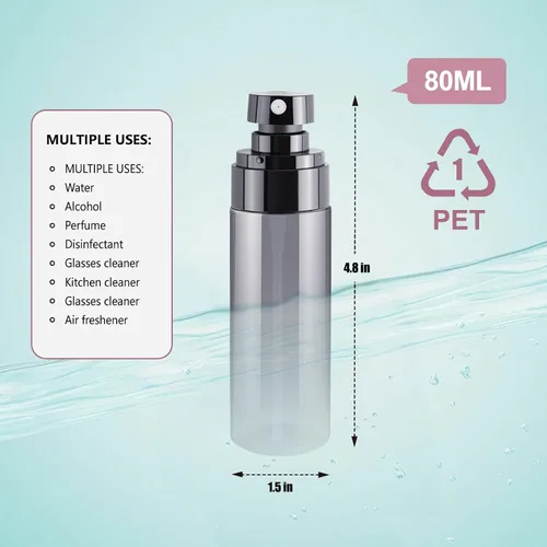 Vista 3 de 3 mini botellas de spray de 2.7 fl oz para viajes, juego de botellas pequeñas recargables para perfume, niebla para el cabello, cara, atomizador