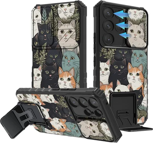 Vista 77 de Funda para Samsung Galaxy A13 5G/4G/A04S, Galaxy A13 5G con cubierta de cámara deslizante, funda de doble capa integrada con función atril