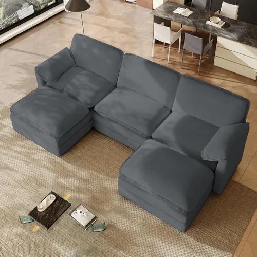 Vista 19 de ONEMMLION Cloud Couch - Sofá modular seccional en forma de U de 114 pulgadas, cómodos sofás seccionales para sala de estar, sofá moderno de felpilla