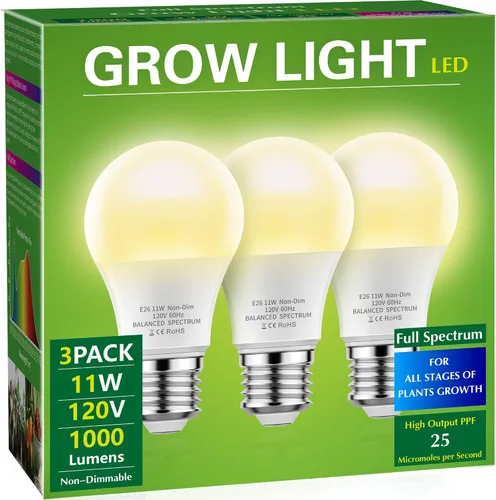 Vista 8 de Briignite Luz de crecimiento colgante, 3 luces LED de espectro completo con cable de alimentación de 8.86 pies, bombillas reemplazables base E26