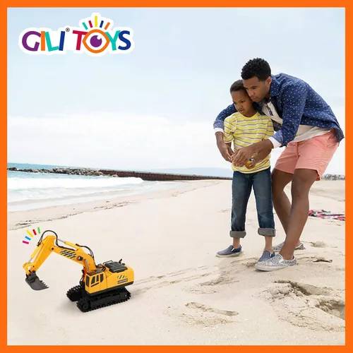 Vista 7 de RC Toys Construction Excavator Car: regalo de cumpleaños para niños y niñas de 4, 5, 6, 7, 8, 9 años o más, juego de vehículos de arena para niños