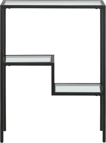 Vista 6 de Henn&Hart Mesa rectangular de vidrio estrecha de 22 pulgadas, mesa de entrada, mesa de sofá con estante de vidrio de dos niveles para entrada, sala