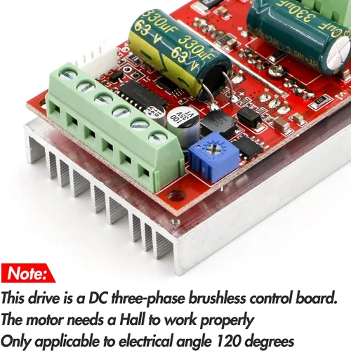 Vista 6 de RioRand 350W 6-60V PWM DC Controlador de Velocidad de Motor Eléctrico sin Escobillas con Hall