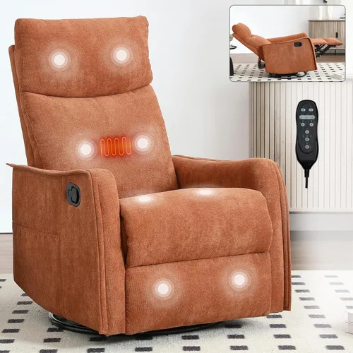 Vista 9 de Silla reclinable giratoria para adultos, masaje y calor, tela, azul