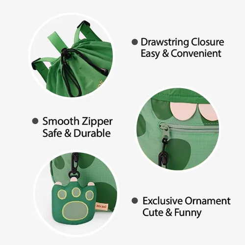 Vista 4 de Zoy zoii Bolsa con cordón para niños, bonita bolsa de regalo para niñas, niños, deportes, campamento, viajes al aire libre, Dinosaurio, Classic