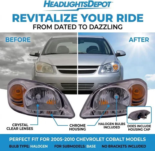 Vista 3 de Chevy faros cobalto de reemplazo estilo OE nuevo par para conductor/acompañante