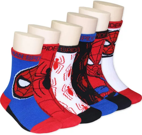 Vista 8 de Super Hero Adventures Spider-Man - Calcetines para niños pequeños, paquete de 6 Avengers Multi