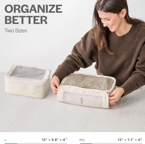Vista 3 de Aerotrunk Cubos de embalaje de compresión para viajes, paquete de 2, beige