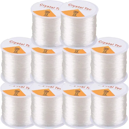 Vista 11 de Hilo elástico de 0.024 in para pulseras, 3 rollos de cordón elástico, cuerda elástica de cuentas de cristal para pulseras, cuentas y fabricación