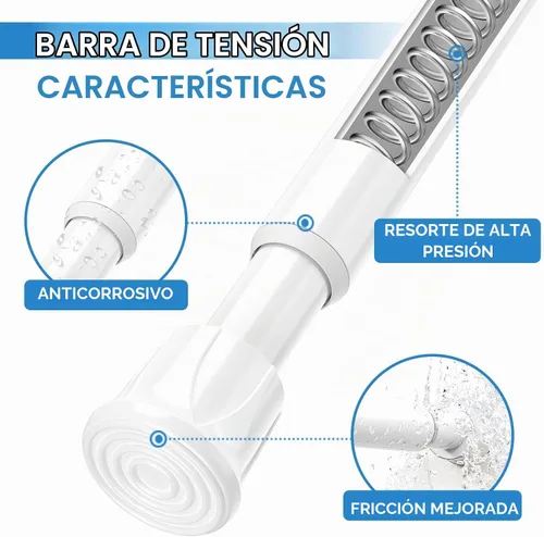 Vista 4 de AIZESI Varillas de cortina de tensión de resorte Barra de tensión corta (blanco, 8" a 12"-2Pcs)