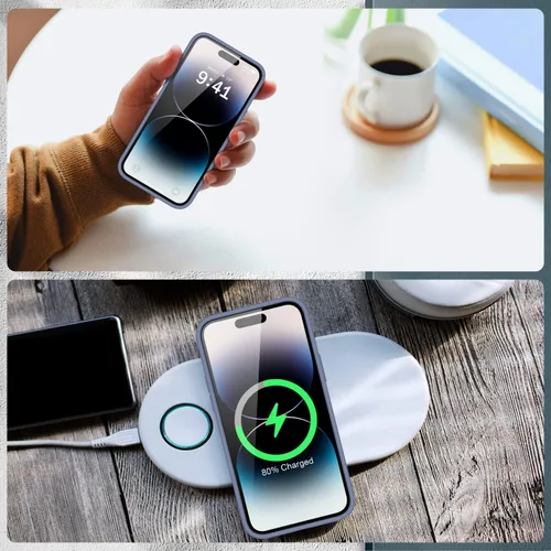 Vista 6 de Goodon Funda para iPhone 14 Pro Max con protector de pantalla y protección de lente de cámara, goma de gel de silicona suave a prueba de golpes