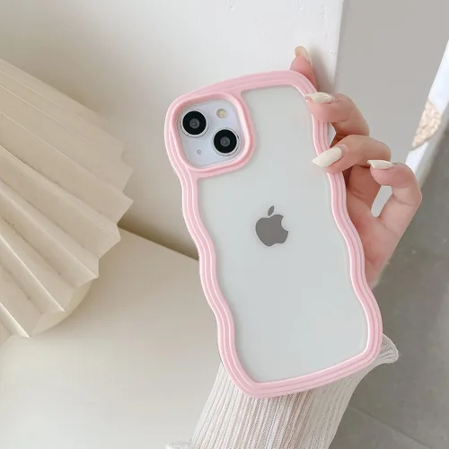 Vista 6 de QLTYPRI Funda compatible con iPhone 7/8/SE, bonita funda transparente con marco ondulado rizado para niñas y mujeres, funda protectora de TPU