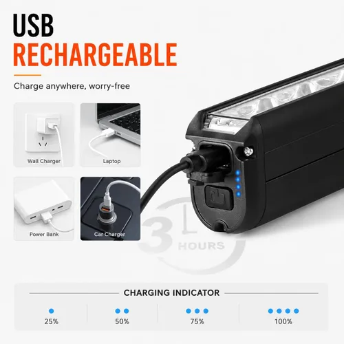 Vista 4 de High Lumens Super Bright Bike Light for Night Riding, USB Rechargeable Bicycle Headlight, Waterproof Bike Headlight, Waterproof Bike Headlight and