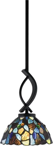 Vista 45 de Toltec Lighting Cavella Stem Colgado Mini colgante, acabado grafito, vidrio de muselina blanca de 4 pulgadas