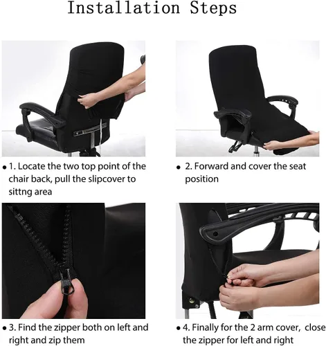 Vista 7 de Funda elástica para silla de oficina con cremallera, funda impresa para silla de computadora para silla con reposabrazos, universal, extraíble