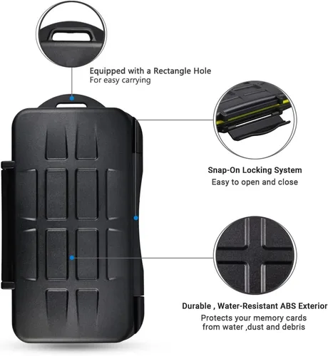 Vista 3 de JJC Estuche de lujo para tarjetas de memoria XQD Cfexpress tipo B SD SDXC SDHC con 7 ranuras para 3 XQDCfexpress Tipo-B y 4 SD, funda de viaje