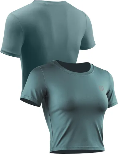 Vista 5 de NELEUS Camiseta corta sin mangas para mujer, ajuste seco, atlética, para correr, paquete de 3
