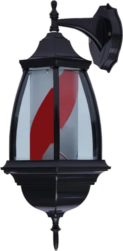 Vista 4 de Barra de peluquería LED brillante globo luz,Peluquería Barbería Señal abierta,Rotación de tiras giratorias rojas, blancas y azules,IP44 impermeable