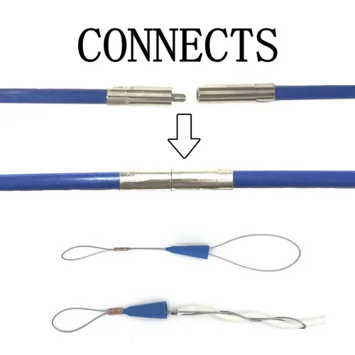 Vista 4 de Kit de cinta de pescado de fibra de vidrio, extractor de cable conectable, diámetro de 0.197 in, 33 pies, rosca de conector M4, empuje, varillas