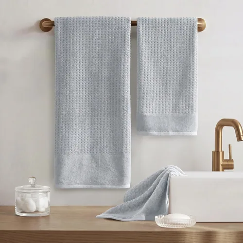 Vista 9 de Madison Park Spa Waffle - Juego de toallas de lujo 100 % algodón, tejido de gofre de textura premium, altamente absorbente, secado rápido, ropa